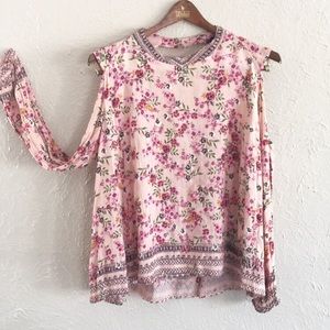 Blue Rain Cold Shoulder Top